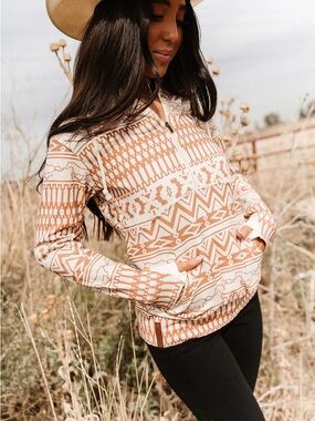 NWT AMPERSAND AVE Bronco Babe Half Zip Sweatshirt